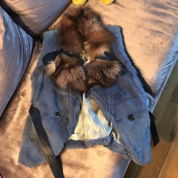 Rabbit Fur Vest (Blue) Made in Italy - Picture 1 of 5
